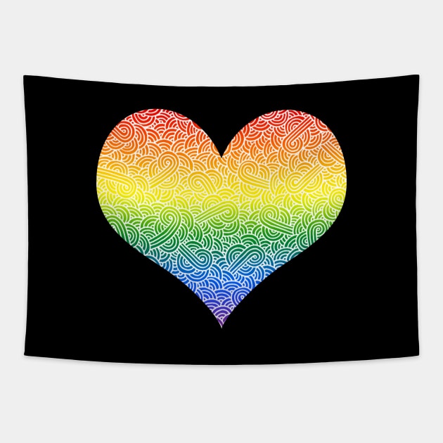 Ombré LGBTQ colours and white swirls doodles heart Tapestry by Savousepate