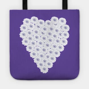 Periwinkle Blue and White Floral Heart Valentines Day Tote