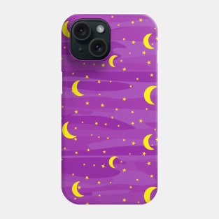 Dark Purple Night Sky - Stars and Moon Seamless Pattern Phone Case