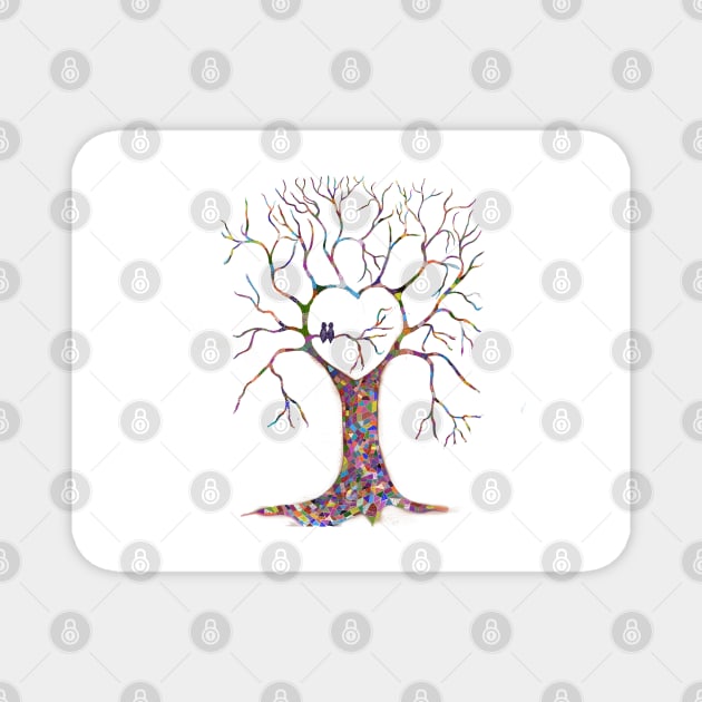 Birds in a Colourful Heart Shaped Tree (2) Magnet by FrancesArt