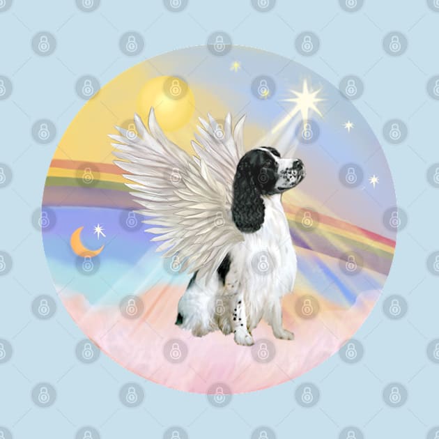 English Springer Spaniel (black-white) in Heavens Clouds by Dogs Galore and More