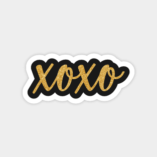 XOXO, hugs and kisses, gold glitter Magnet