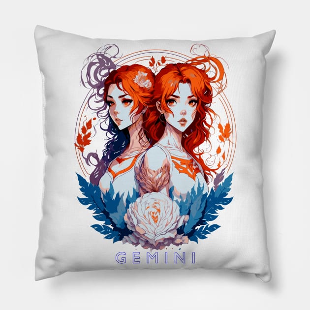 Zodiac sign Gemini T-shirt Pillow by Emotiondesign