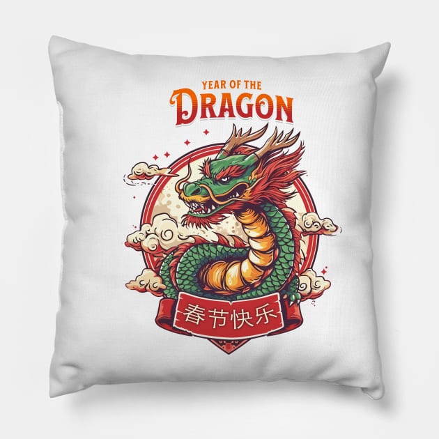 Dragon's Prosperous Journey: Year of The Dragon Tee Pillow by YUED