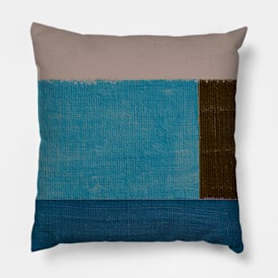 White Brown Blue Geometric Abstract Acrylic Painting Pillow