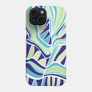 Mazipoodles Psychedelic Water Leaves Expressionism Blue Turquoise Green Phone Case