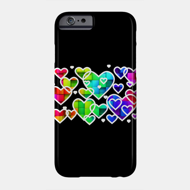Rainbow hearts white