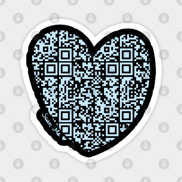 Pastel Blue Rick Astley Rickroll QR Code Heart Art Magnet by VictoriaLehnard