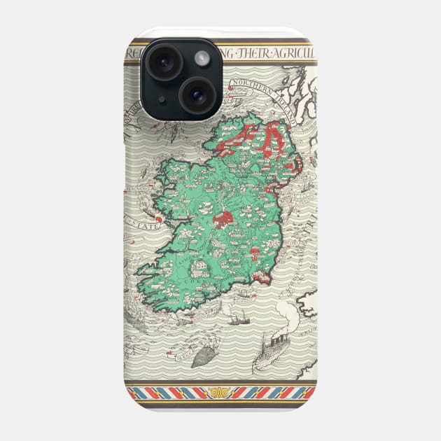 Old Vintage Map of Ireland by MacDonald Gil (1929) Phone Case by RetroGeek