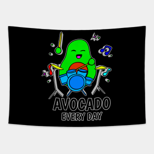 Avocado Every Day - Funny Avocado Cute Clipart Veggies - Musical Beats Drummer Tapestry