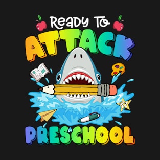 Ready To Crush Preschool Shark Back To School Colorful Boys Girls T-Shirt