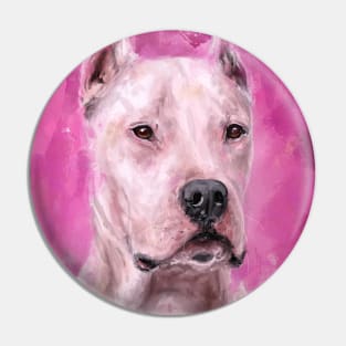 Painting of A Dogo Argentino on Pink Magenta Backround Pin