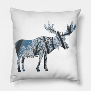 Moose White Forest Pillow