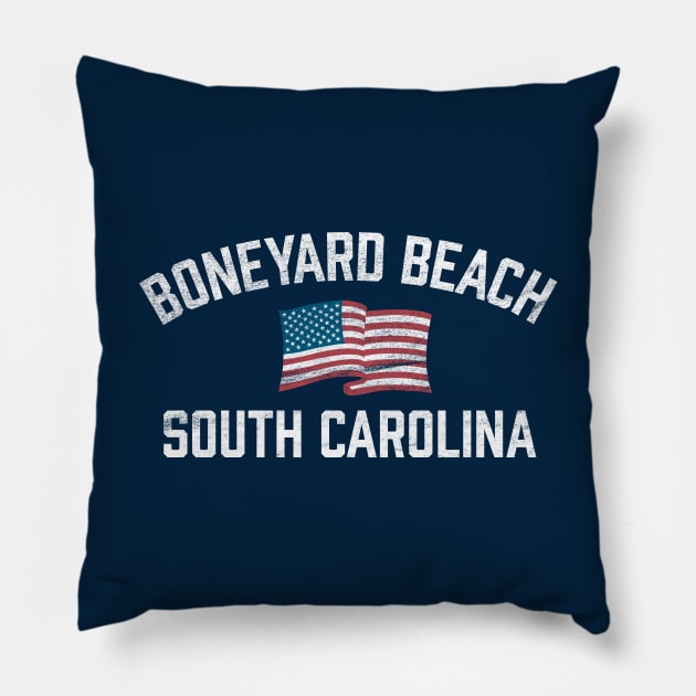 Boneyard Beach South Carolina Bulls Island SC USA Flag Vintage Pillow by TGKelly