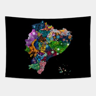 Spirograph Patterned Ecuador Provinces Map Tapestry
