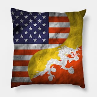 USA and Bhutan Dual Flag Yin Yang Combination Pillow