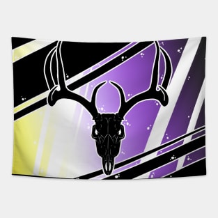 Non-Binary Pride Skull - Deer Tapestry