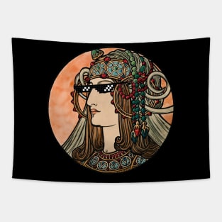 Old fashion art with thug life glasses Tapestry