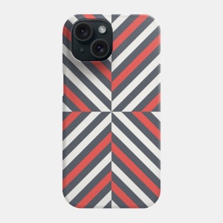 Diagonal black white and red stripes Phone Case