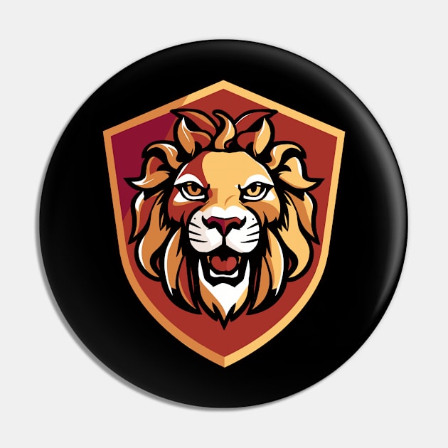 lion shield Pin by creativeballoon