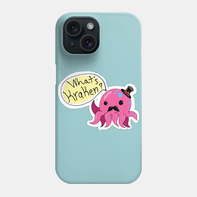 Pink Octopus with a Hat What's Kraken? Phone Case by narwhalwall