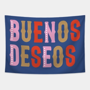 Buenos Deseos Christmas Saying Typography Illustration Tapestry