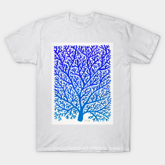 Discover fan coral blue ombre - Floral Design - T-Shirt