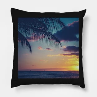 Tropical Sunset In Hawaii Pillow