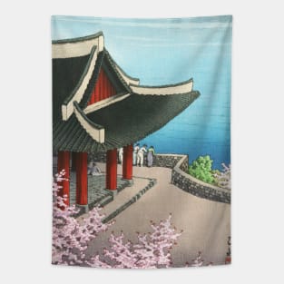 Spring at Botandai Tower by Kawase Hasui Tapestry