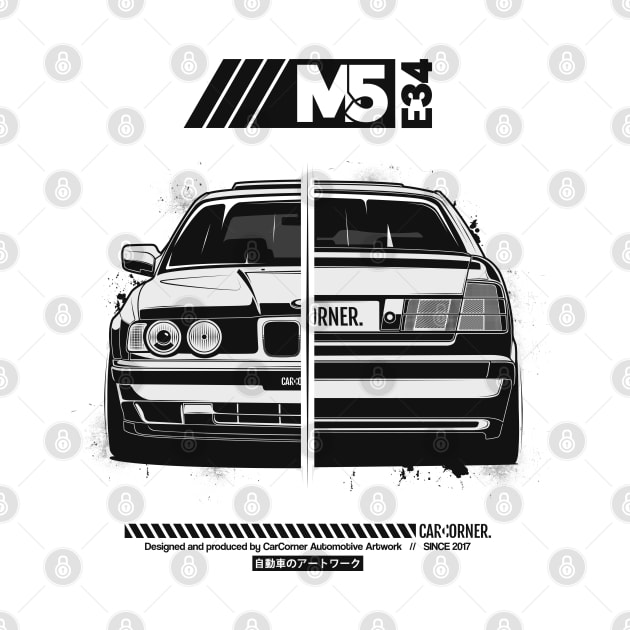 EDM - E34 M5 White BG - CarCorner by CarCorner - Automotive Artwork