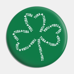 Tuba White Text Shamrock Pin