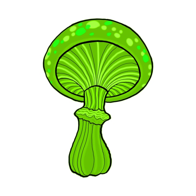 Green New School Style Mushroom Original Art by ckandrus