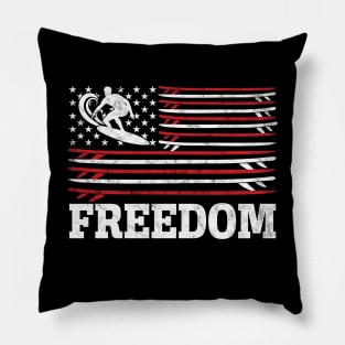 Patriotic Surfer American flag Surfboard USA vintage surfing Pillow