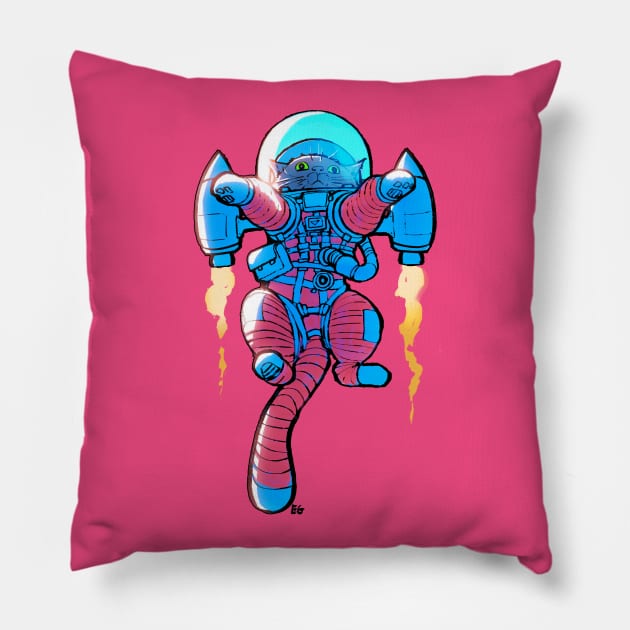 Rocket Cat Pillow by spacegoose