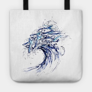 Shark wave Tsunami Tote