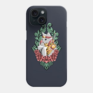 ninja cat with flower ornament Phone Case