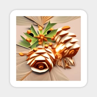 Pine Cones with Holly Magnet