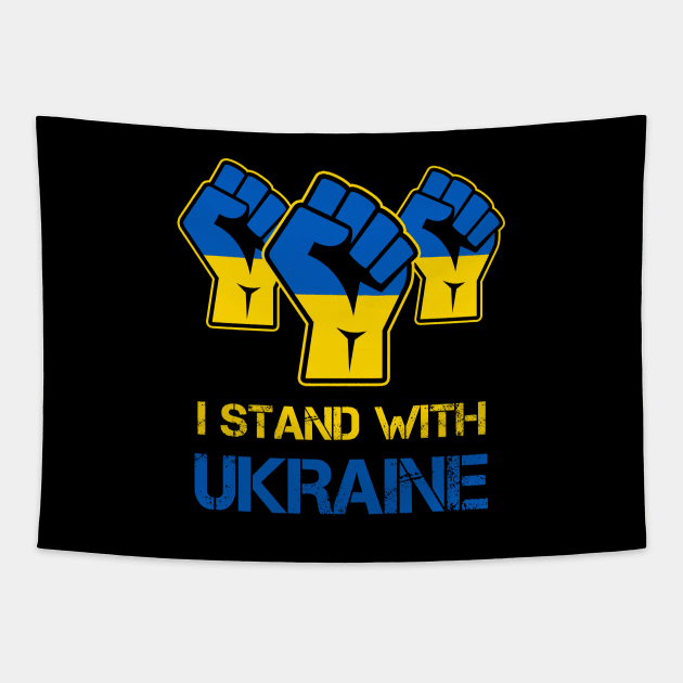 I Stand with Ukraine Protest Fist Tapestry by Scar