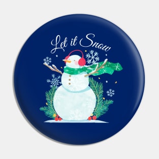 Christmas Edition "Let it Snow" with Snowman and Snowflakes Pin