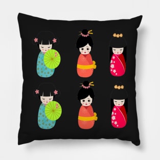 Japanese Dolls - Red Pillow