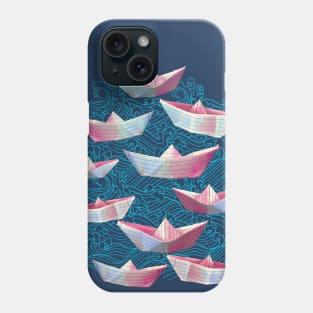 Blue Waves and Paper boats Phone Case