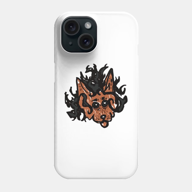 Cat with messy black hair Phone Case by Shadoodles