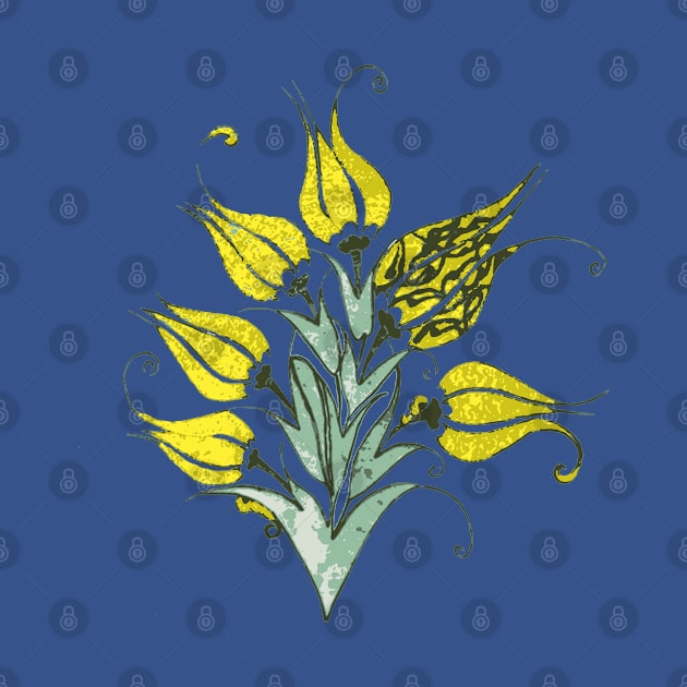 Yellow Tulips In Artistic Ottoman Turkish Style by taiche