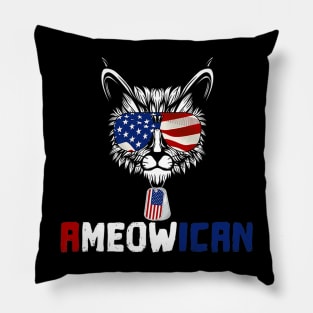 Ameowica Proud Patriot Cat Lover Us Flag American Premium Pillow