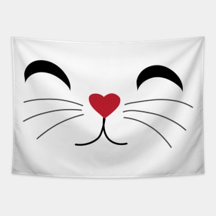 Cat kitty cute face design heart shape love Tapestry