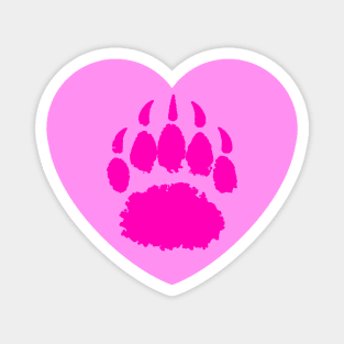 Pink Bear Paw Print Magnet