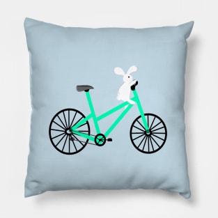 Bunny On A Bicycle Pillow