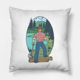 Lumberjack Forest Cartoon Kids Tshirt Pillow