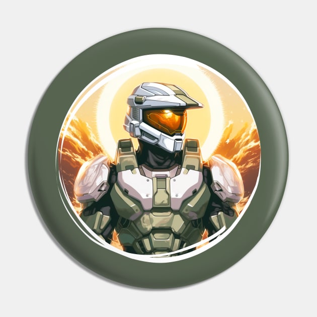 Guardian of Twilight: Master Chief Halo Sunset Pin by Disocodesigns