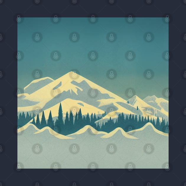 Snowy Mountains by Retro Travel Design